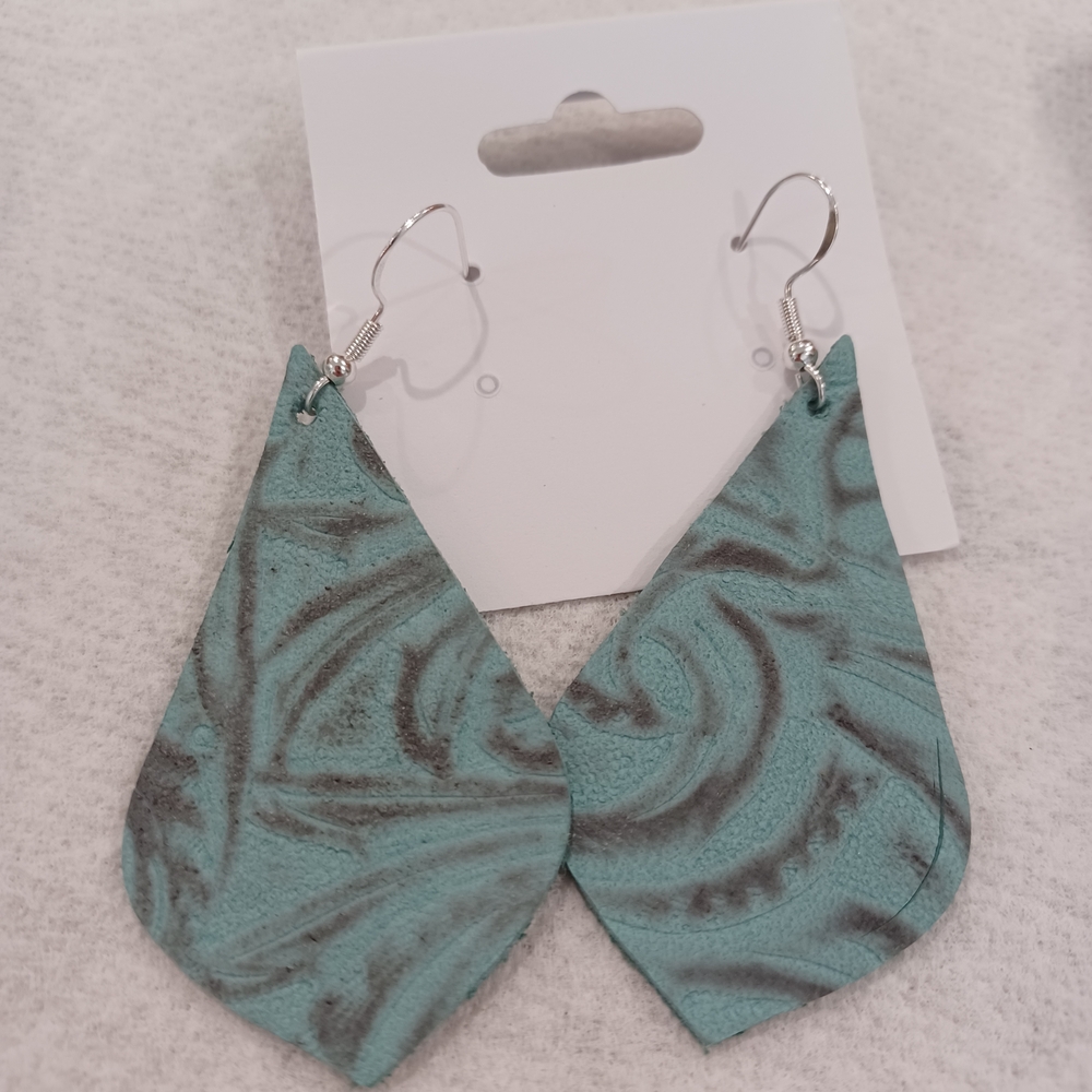 Elegant Teal and Gray Swirl Earrings